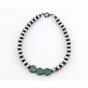 Navajo Style Bracelet Hand Strung Turquoise Native American Jewelry Size 8 ***